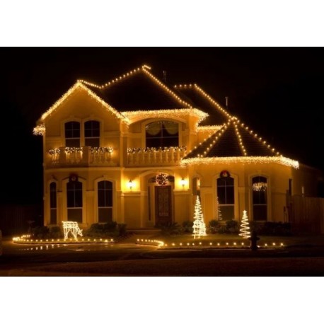 Vianočné exterierové led ozdobné osvetlenie domu - fialové cencúle 6,5m