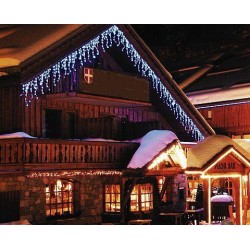 Vianočné exterierové led ozdobné cencúle osvetlenie domu - studená biela 5m