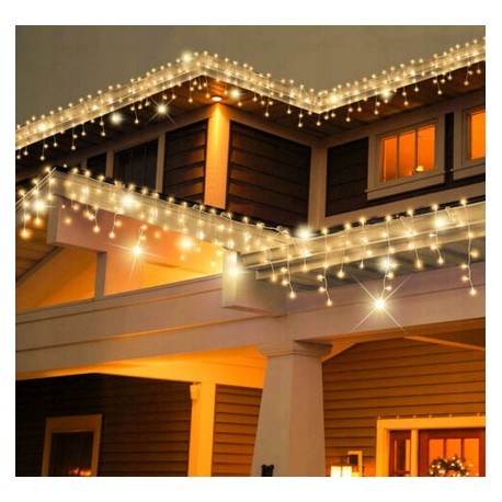 Vianočné exterierové led ozdobné osvetlenie domu - teplá biela flash efekt